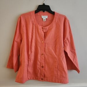NWT Linen Coral Button-Up Blazer SZ Xl